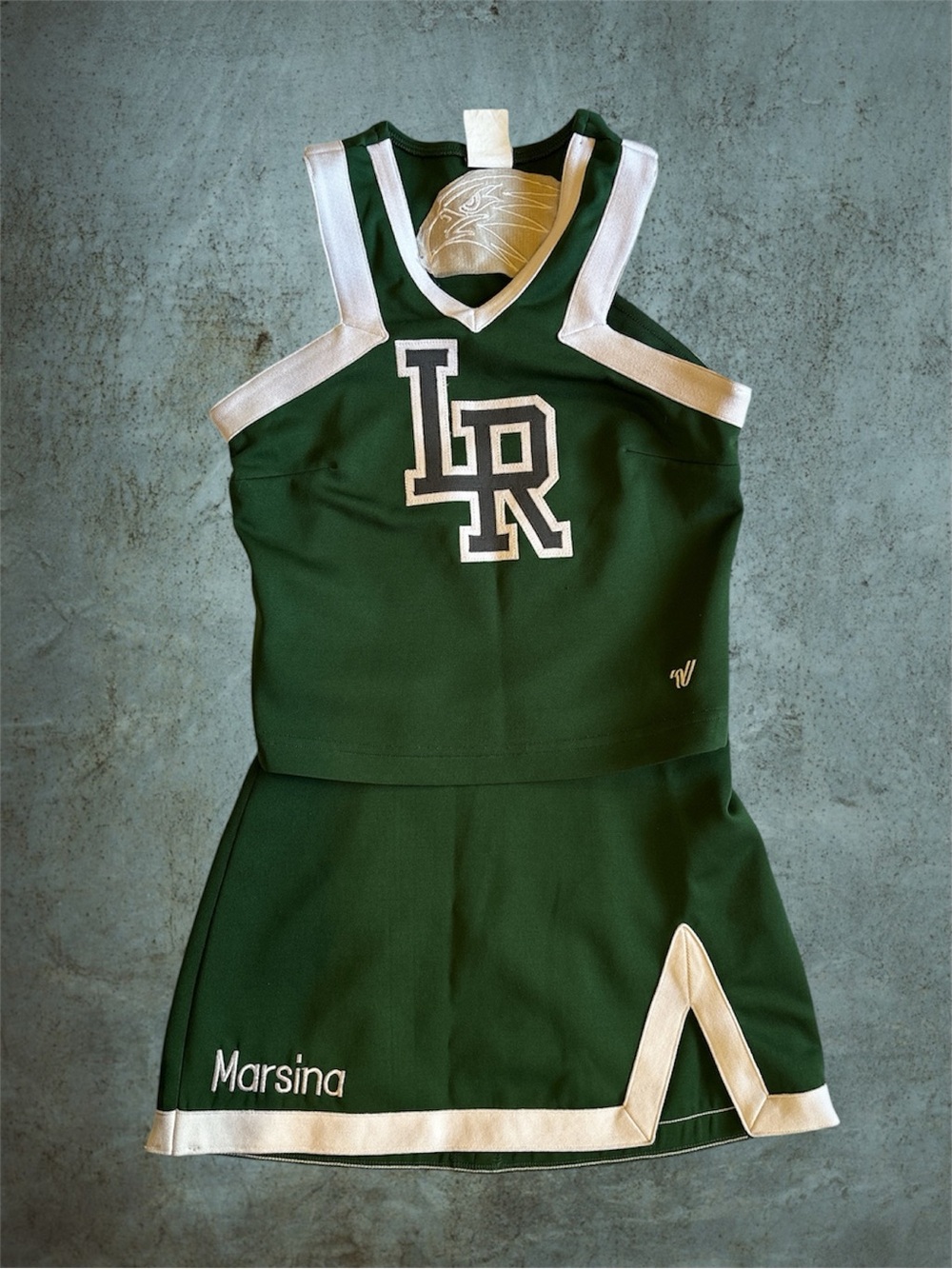 Varsity Spirit Green & White Hawks Cheerleading Uniform/Costume Size 12 Juniors